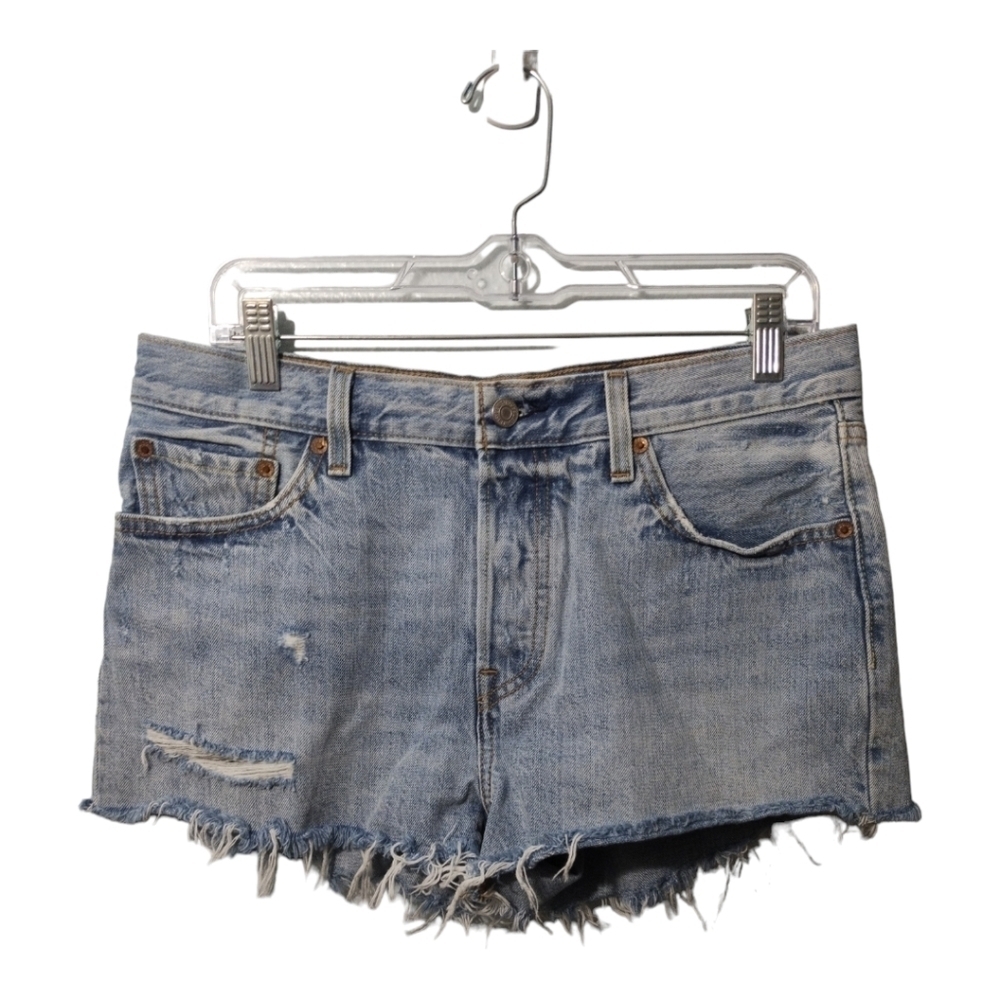 Levis 501 Premium Label High Rise Button Fly Raw Hem Boho Beach Shorts Size 29